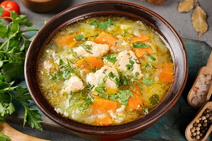 Рыбный суп из свежей горбуши с рисом