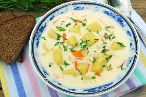 Картофельный суп с плавленым сыром